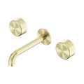 Serenity Wall Basin Set 185mm Spout With Metal Handle - Nero Serenity Collection - Chrome FinishBrushed Gold Finish