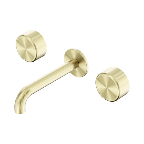 Serenity Wall Basin Set 185mm Spout With Metal Handle - Nero Serenity Collection - Chrome FinishBrushed Gold Finish