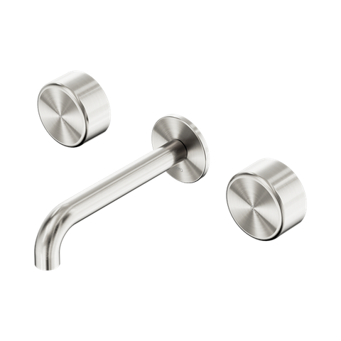 Serenity Wall Basin Set 185mm Spout With Metal Handle - Nero Serenity Collection - Chrome FinishBrushed Nickel Finish