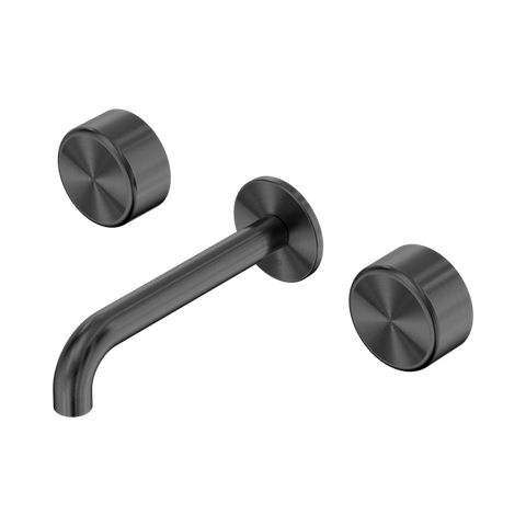 Serenity Wall Basin Set 185mm Spout With Metal Handle - Nero Serenity Collection - Chrome FinishGun Metal Finish