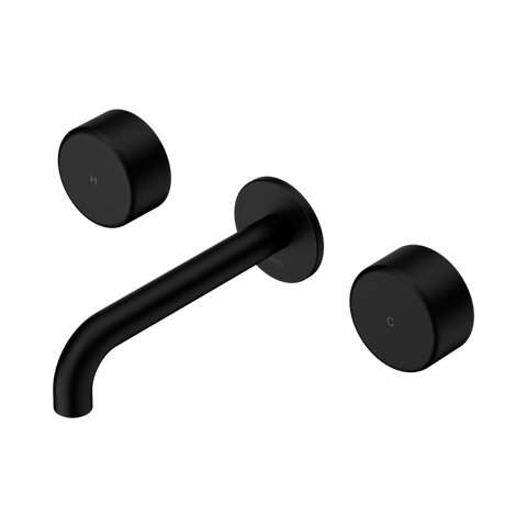 Serenity Wall Basin Set 185mm Spout With Metal Handle - Nero Serenity Collection - Chrome FinishMatte Black Finish