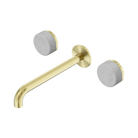 Serenity Wall Basin Set 220mm Spout With Carrara Handle - Nero Serenity Collection - Chrome FinishBrushed Gold Finish