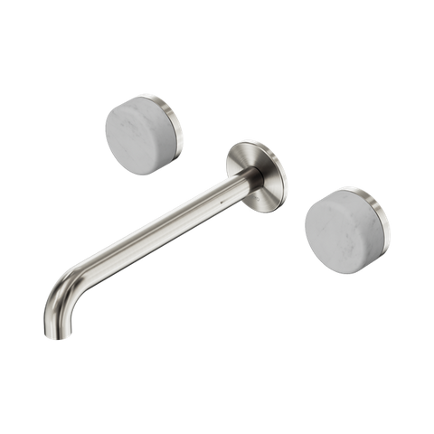 Serenity Wall Basin Set 220mm Spout With Carrara Handle - Nero Serenity Collection - Chrome FinishBrushed Nickel Finish