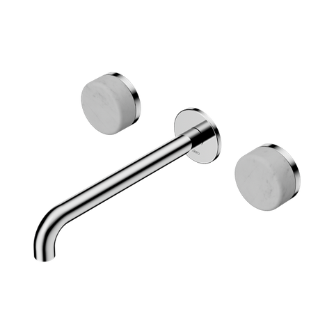 Serenity Wall Basin Set 220mm Spout With Carrara Handle - Nero Serenity Collection - Chrome Finish