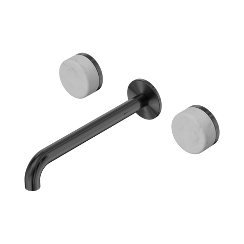 Serenity Wall Basin Set 220mm Spout With Carrara Handle - Nero Serenity Collection - Chrome FinishGun Metal Finish