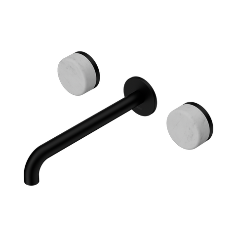 Serenity Wall Basin Set 220mm Spout With Carrara Handle - Nero Serenity Collection - Chrome FinishMatte Black Finish