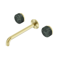 Serenity Wall Basin Set 220mm Spout With Verde Alpi Handle - Nero Serenity Collection - Chrome FinishBrushed Gold Finish