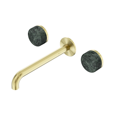 Serenity Wall Basin Set 220mm Spout With Verde Alpi Handle - Nero Serenity Collection - Chrome FinishBrushed Gold Finish