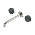 Serenity Wall Basin Set 220mm Spout With Verde Alpi Handle - Nero Serenity Collection - Chrome FinishBrushed Nickel Finish