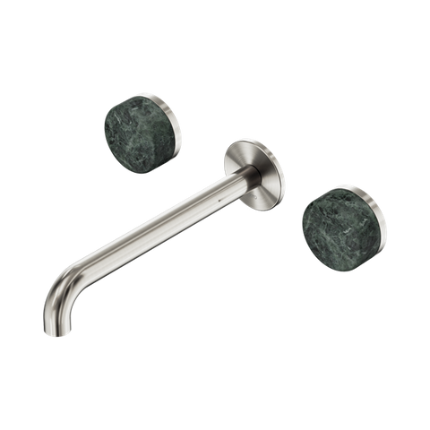 Serenity Wall Basin Set 220mm Spout With Verde Alpi Handle - Nero Serenity Collection - Chrome FinishBrushed Nickel Finish