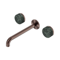 Serenity Wall Basin Set 220mm Spout With Verde Alpi Handle - Nero Serenity Collection - Chrome FinishBrushed Bronze Finish