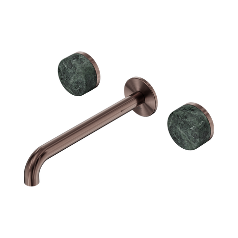 Serenity Wall Basin Set 220mm Spout With Verde Alpi Handle - Nero Serenity Collection - Chrome FinishBrushed Bronze Finish