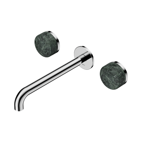 Serenity Wall Basin Set 220mm Spout With Verde Alpi Handle - Nero Serenity Collection - Chrome Finish