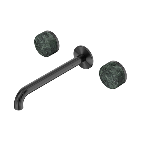 Serenity Wall Basin Set 220mm Spout With Verde Alpi Handle - Nero Serenity Collection - Chrome FinishGun Metal Finish