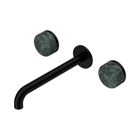 Serenity Wall Basin Set 220mm Spout With Verde Alpi Handle - Nero Serenity Collection - Chrome FinishMatte Black Finish