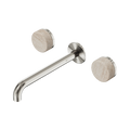 Serenity Wall Basin Set 220mm Spout With Rome Travertine Handle - Nero Serenity Collection - Chrome FinishBrushed Nickel Finish