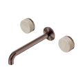 Serenity Wall Basin Set 220mm Spout With Rome Travertine Handle - Nero Serenity Collection - Chrome FinishBrushed Bronze Finish