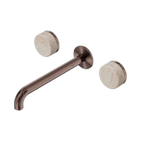 Serenity Wall Basin Set 220mm Spout With Rome Travertine Handle - Nero Serenity Collection - Chrome FinishBrushed Bronze Finish