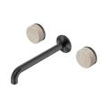 Serenity Wall Basin Set 220mm Spout With Rome Travertine Handle - Nero Serenity Collection - Chrome FinishGun Metal Finish