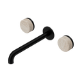 Serenity Wall Basin Set 220mm Spout With Rome Travertine Handle - Nero Serenity Collection - Chrome FinishMatte Black Finish