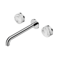 Serenity Wall Basin Set 220mm Spout With Arabescato Corchia Handle - Nero Serenity Collection - Chrome Finish