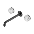 Serenity Wall Basin Set 220mm Spout With Arabescato Corchia Handle - Nero Serenity Collection - Chrome FinishGun Metal Finish