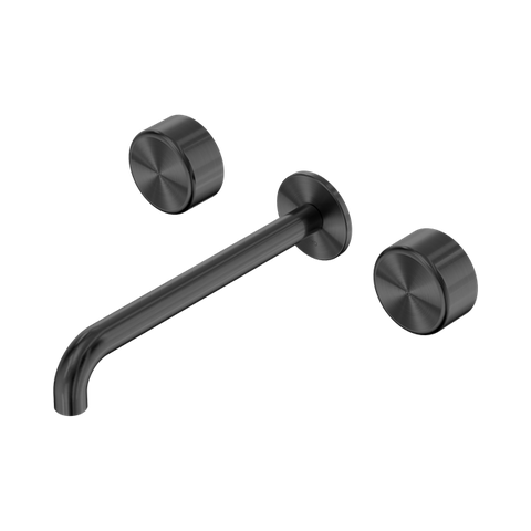 Serenity Wall Basin Set 220mm Spout With Metal Handle - Nero Serenity Collection - Chrome FinishGun Metal Finish