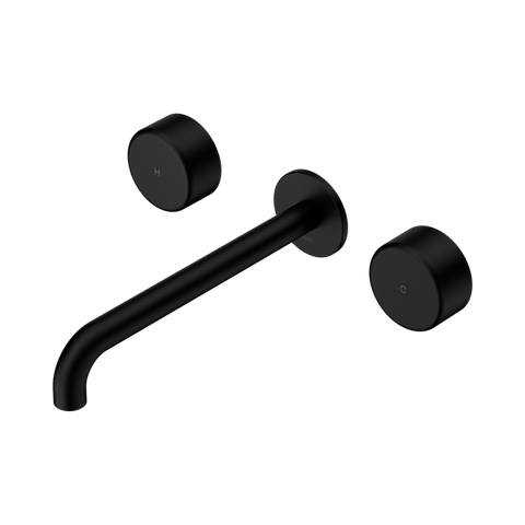 Serenity Wall Basin Set 220mm Spout With Metal Handle - Nero Serenity Collection - Chrome FinishMatte Black Finish