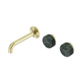 Serenity Wall Basin Set 160mm Offset Spout With Verde Alpi Handle - Nero Serenity Collection - Chrome FinishBrushed Gold Finish