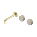 Serenity Wall Basin Set 160mm Offset Spout With Rome Travertine Handle - Nero Serenity Collection - Chrome FinishBrushed Gold Finish