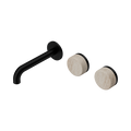 Serenity Wall Basin Set 160mm Offset Spout With Rome Travertine Handle - Nero Serenity Collection - Chrome FinishMatte Black Finish