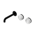 Serenity Wall Basin Set 160mm Offset Spout With Arabescato Corchia Handle - Nero Serenity Collection - Chrome FinishMatte Black Finish
