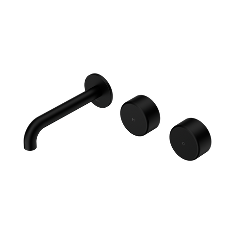 Serenity Wall Basin Set 160mm Offset Spout With Metal Handle - Nero Serenity Collection - Chrome FinishMatte Black Finish
