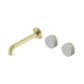 Serenity Wall Basin Set 185mm Offset Spout With Carrara Handle - Nero Serenity Collection - Chrome FinishBrushed Gold Finish