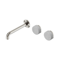 Serenity Wall Basin Set 185mm Offset Spout With Carrara Handle - Nero Serenity Collection - Chrome FinishBrushed Nickel Finish