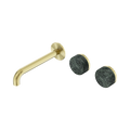 Serenity Wall Basin Set 185mm Offset Spout With Verde Alpi Handle - Nero Serenity Collection - Chrome FinishBrushed Gold Finish