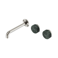 Serenity Wall Basin Set 185mm Offset Spout With Verde Alpi Handle - Nero Serenity Collection - Chrome FinishBrushed Nickel Finish