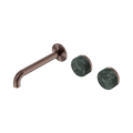 Serenity Wall Basin Set 185mm Offset Spout With Verde Alpi Handle - Nero Serenity Collection - Chrome FinishBrushed Bronze Finish