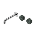 Serenity Wall Basin Set 185mm Offset Spout With Verde Alpi Handle - Nero Serenity Collection - Chrome Finish