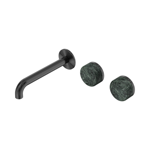 Serenity Wall Basin Set 185mm Offset Spout With Verde Alpi Handle - Nero Serenity Collection - Chrome FinishGun Metal Finish