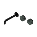 Serenity Wall Basin Set 185mm Offset Spout With Verde Alpi Handle - Nero Serenity Collection - Chrome FinishMatte Black Finish