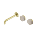 Serenity Wall Basin Set 185mm Offset Spout With Rome Travertine Handle - Nero Serenity Collection - Chrome FinishBrushed Gold Finish