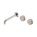 Serenity Wall Basin Set 185mm Offset Spout With Rome Travertine Handle - Nero Serenity Collection - Chrome FinishBrushed Nickel Finish