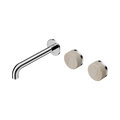 Serenity Wall Basin Set 185mm Offset Spout With Rome Travertine Handle - Nero Serenity Collection - Chrome Finish