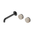 Serenity Wall Basin Set 185mm Offset Spout With Rome Travertine Handle - Nero Serenity Collection - Chrome FinishGun Metal Finish