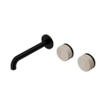 Serenity Wall Basin Set 185mm Offset Spout With Rome Travertine Handle - Nero Serenity Collection - Chrome FinishMatte Black Finish