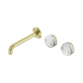 Serenity Wall Basin Set 185mm Offset Spout With Arabescato Corchia Handle - Nero Serenity Collection - Chrome FinishBrushed Gold Finish