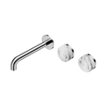 Serenity Wall Basin Set 185mm Offset Spout With Arabescato Corchia Handle - Nero Serenity Collection - Chrome Finish