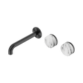 Serenity Wall Basin Set 185mm Offset Spout With Arabescato Corchia Handle - Nero Serenity Collection - Chrome FinishGun Metal Finish