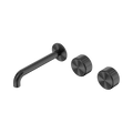 Serenity Wall Basin Set 185mm Offset Spout With Metal Handle - Nero Serenity Collection - Chrome FinishGun Metal Finish